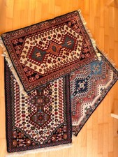 Tris Tappeti Persiani YALAME 80x60 Lana Pregiata Scendiletto - Ottimo Stato