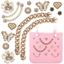 Charms for Bogg Bag, Flower Pearls  Butterfly one size, multicolor