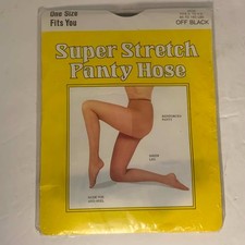 Super Stretch Panty Hose Nylon Off Black 9546 Made in USA American Classic 1973