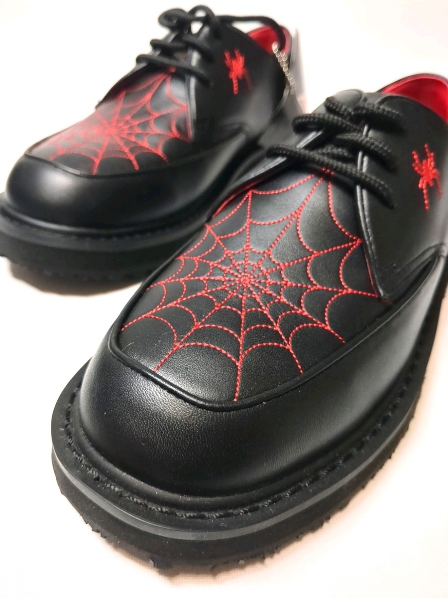 ginzi spider leather punk 本革 archive 00s Black Red Spider Web Design Vintage Gothic Visual Kei Rockabilly
