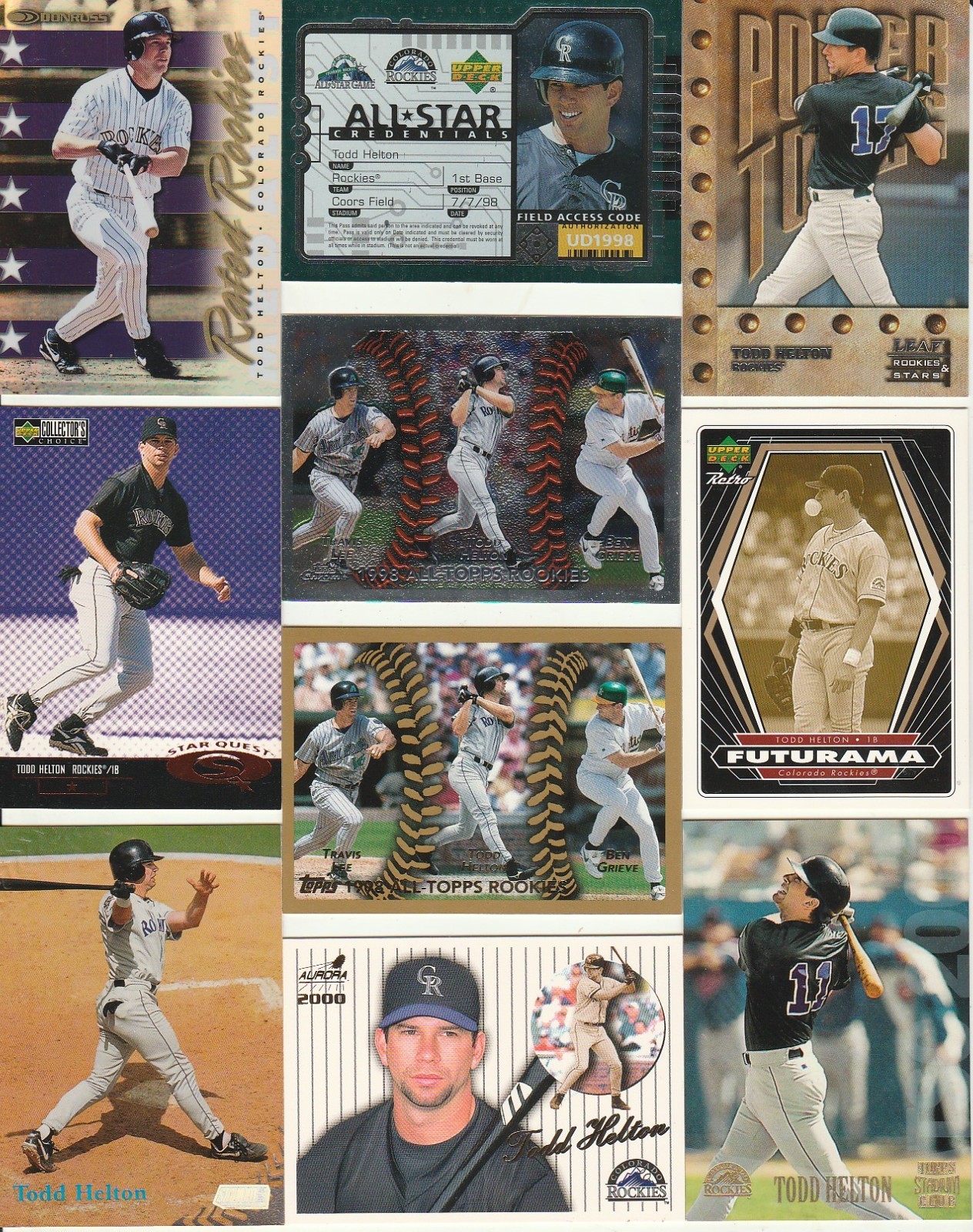 ⚾ Huge 250 + different TODD HELTON card lot 1997 - 2014 all Rockies w s/n HOF