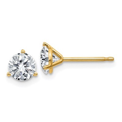 14k Yellow Gold 1ct. 5.0mm Round D E F Pure Light Moissanite Stud Earrings