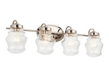 Kichler Janiel 33.25" 4 Light Vanity Light Clear Glass Polished Nickel 55040PN