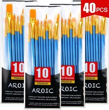 Acrylic Paint Brush Set, 4 Packs / 40 pcs Nylon Hair Brushes 40pcs-blue, Blue