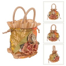 Bucket Bag Drawstring Closure Bag Decorating Satin Flower Evening Bucket Bag