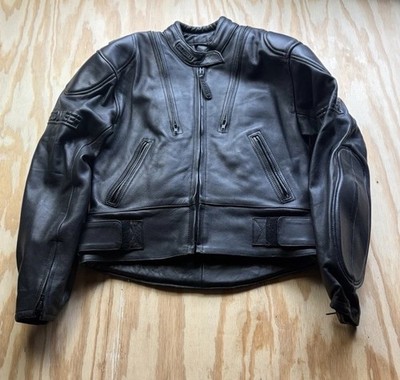 Field Sheer Black Leather Motorcycle Jacket Men s USA 12 Euro 14 Biker Jacket