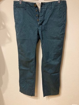 Visvim Chinohose Herren dunkelgrün Knopfleiste Schnalle Taille Größe 2 aus...