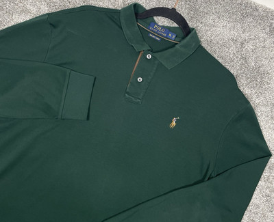 Polo Ralph Lauren Men's Pima Soft Touch Long Sleeve Polo - Forest Green Size XL