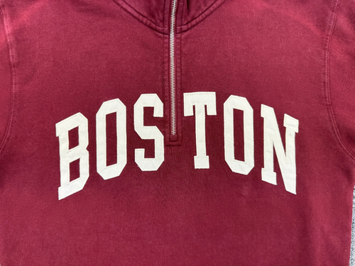 John Galt Boston Deep Red 1/4 Zip Jumper Cotton Blend High Neck - Picture 6 of 14