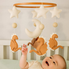 Dragon Baby Mobile Felt Crib Nursery Neutral Baby Shower Gift Handmade