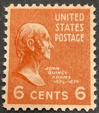 US Scott # 811 Mint; NH; OG; XF Ctr; Gem; 6¢ Adams; 1938 Presidential Series