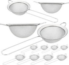 8 Pack Fine Mesh Strainer with Handle, Stainless Steel Small Strainers Silver 