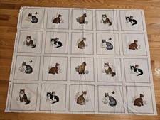 Vintage Cranston /VIP Cats Picture Book Patches Quilt fabric 20 Square Unwashed