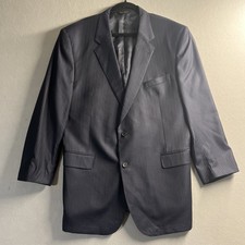 Jos A Bank 48L 100 Wool Blazer Blue Pinstripe Sport Coat Mens Signature Gold