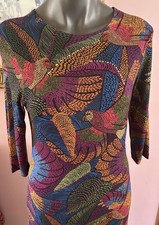 Farm Rio Dotted Macaws Midi Jersey Dress Multicolor Small S
