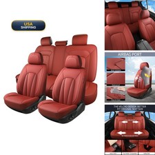 CarLuxor Red Leather Car Seat Covers Full Set Fit Most Cars SUV Sedans