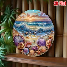 Ocean Starfish Shell Aluminum Art 8x8 Inch