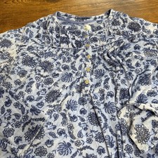 Aria L 12 - 14 Nightgown Women Blue Floral Soft Velour Warm Pajama Long Sleeve