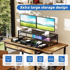 2 Tier Metal Monitor Stand Riser with USB 2.0 and Charging Prot , Computer