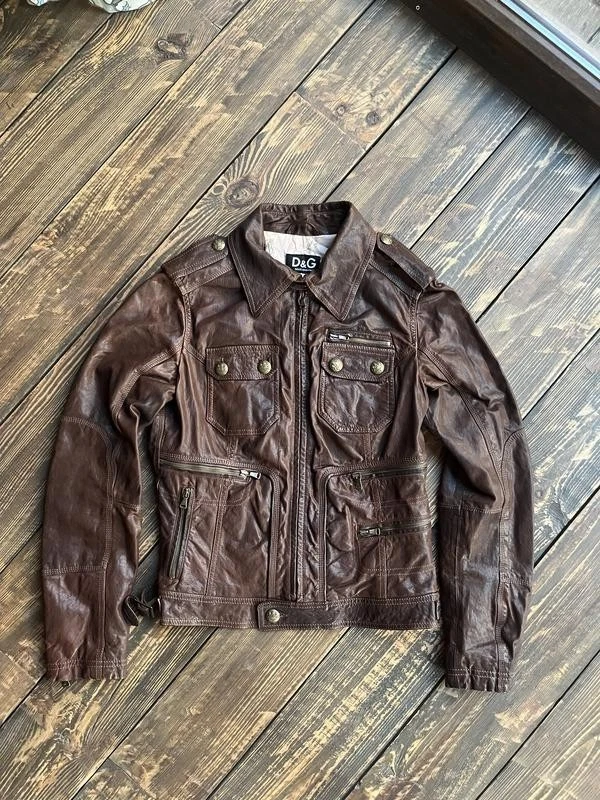 VTG DOLCE GABBANA MULTIPOCKET CARGO LEATHER JACKET MEDIUM - Image 2 of 4