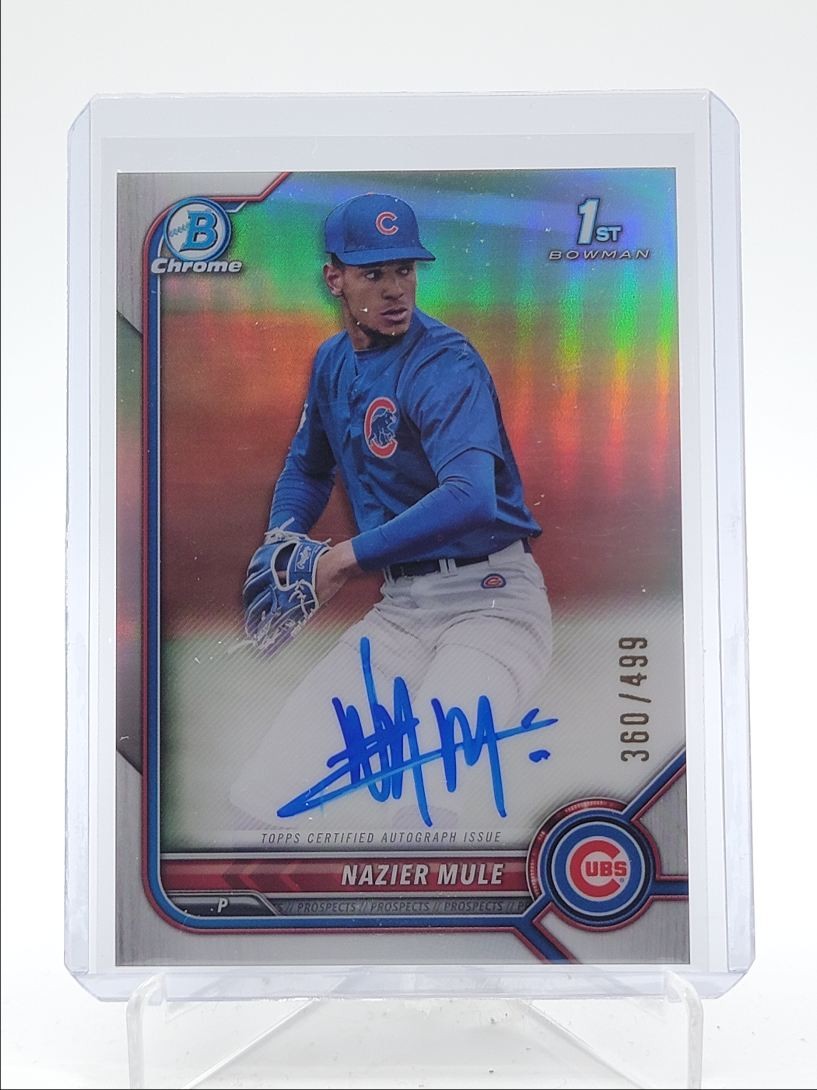 NAZIER MULE 2022 BOWMAN CHROME DRAFT 1ST REFRACTOR AUTO /499 Q0566