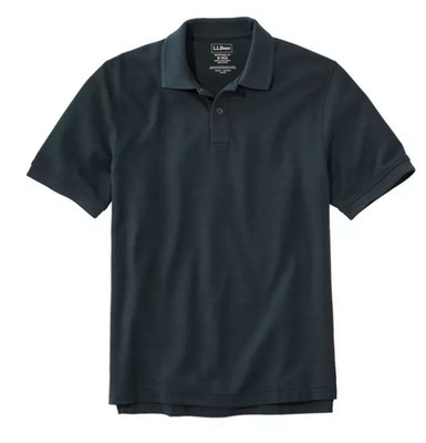 L.L.Bean Men's Premium Double L  Polo, Banded Short-Sleeve Without Pocket, Black