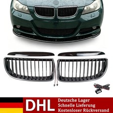 Sport K�hlergrill mit LED-Licht Einzelsteg Glanz Schwarz F�r BMW E90 E91 05-08