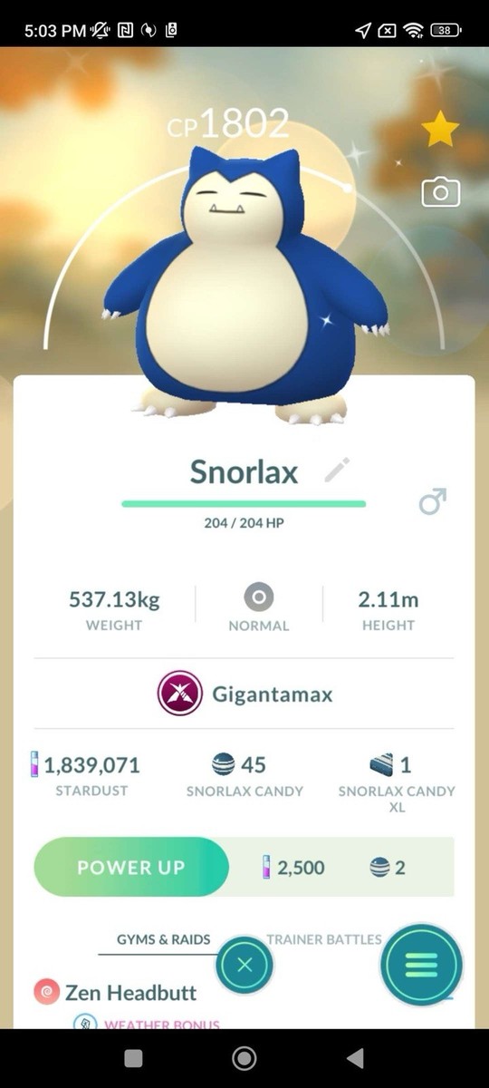 Pokémon PTC Go - Gigantamax Shiny Snorlax - 80K Stardust