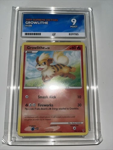 Pokémon 2009 Supreme Victors Growlithe #108 Graded In An Ace Mint 9
