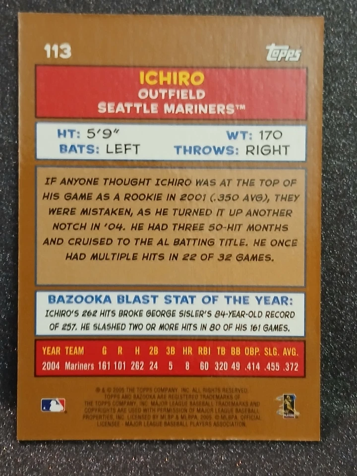  2005 Bazooka Gold #113 ICHIRO SUZUKI  Seattle Mariners  - Image 2 of 2