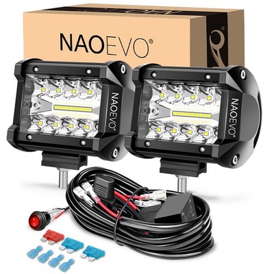NAOEVO 4 Inch LED Pod Lights, Spot Flood Fog/Driving/Off 4 INCH, White 