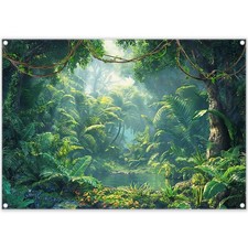 ZTHMOE Fabric 7x5ft Jungle Forest Photography Backdrop 7'x5', multi-colored