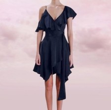 Zimmermann Sueded Asymmetric Wrap Mini Dress In Navy Size 0/ US 4  timeless 
