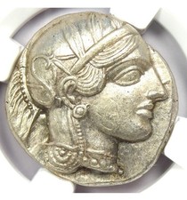 Attica Athens Athena Owl AR Tetradrachm Silver Coin 440 BC. Certified NGC CH AU