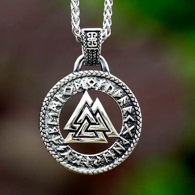 #ad Viking Rune Norse Valknut Necklace Stainless Steel Necklace AU $26.00
