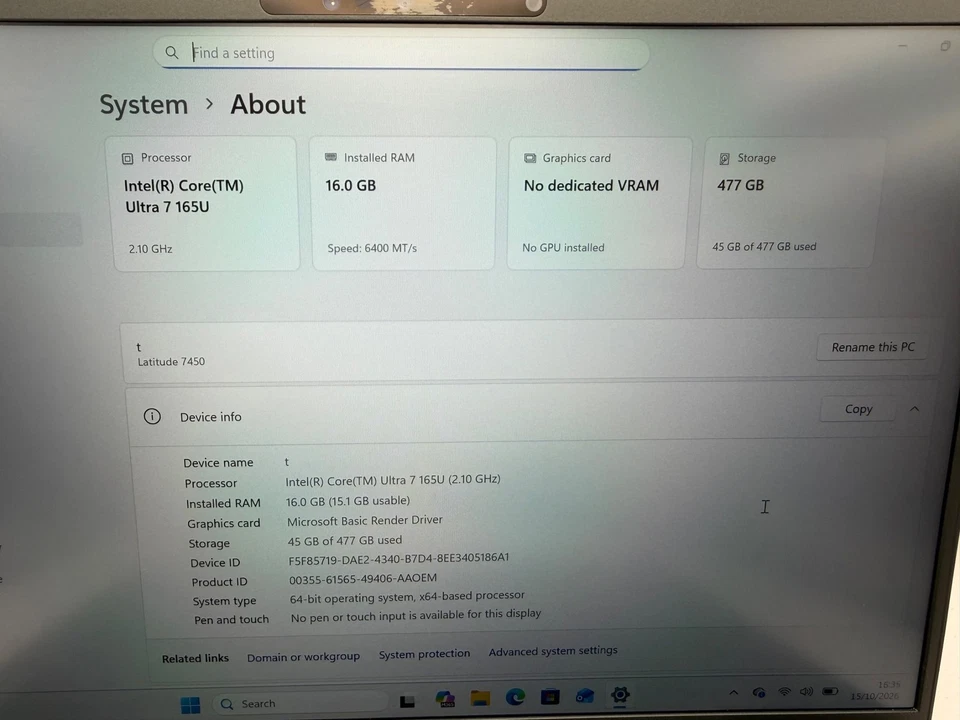Dell Latitude 7450 · Core Ultra 7 165U · 16GB · 512GB, photo 3 of 5