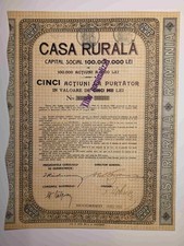 Romania Casa Rurala Share Bucharest 5,000 Lei 1930