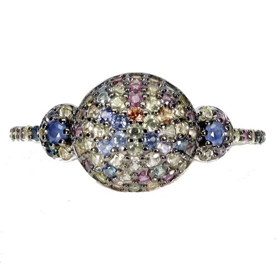 925 Sterlingsilber Ring Blauer Saphir Rund Diamant Schliff Edelstein Schmuck Gr. - Bild 1 von 4