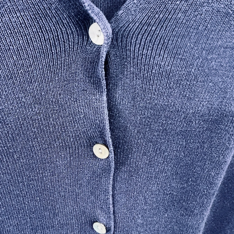 Cárdigan Alfani para mujer XL azul marino 100 % seda suéter clásico minimalista ropa de trabajo Foto 3 de 4