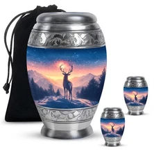 Deer Urn 10Inch + 3Inch Set Of 2 for Ashes Memorial Gift for Men & Women