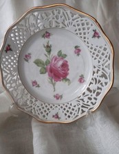 Porzellanteller Blumenmuster Teller  Goldrand Schumann/Durchbruchschale
