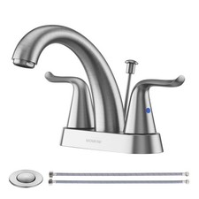 WOWOW Bathroom Faucet 2 Handle 4 Inch Centerset A.Brushed Nickel