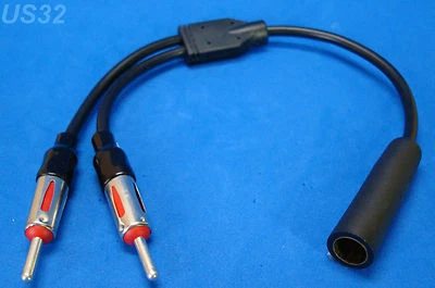 GETWIREDUSA NEW AM FM CAR ANTENNA ANT SPLITTER Y ADAPTER 2 MALE 1 FEMALE US SELLER