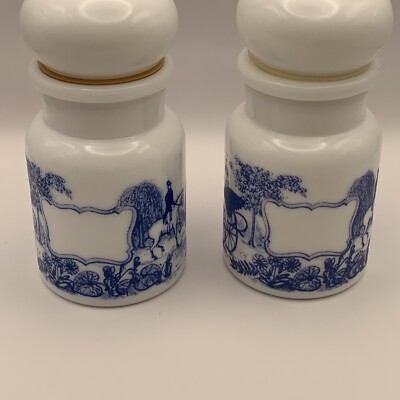 Vintage Belgium Apothecary/Spice Jar Milk Glass Bottles Lot Of