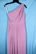 DAVID'S BRIDAL Light Purple PLEATED CHIFFON One-Shoulder BRIDEMAID/PROM DRESS 4