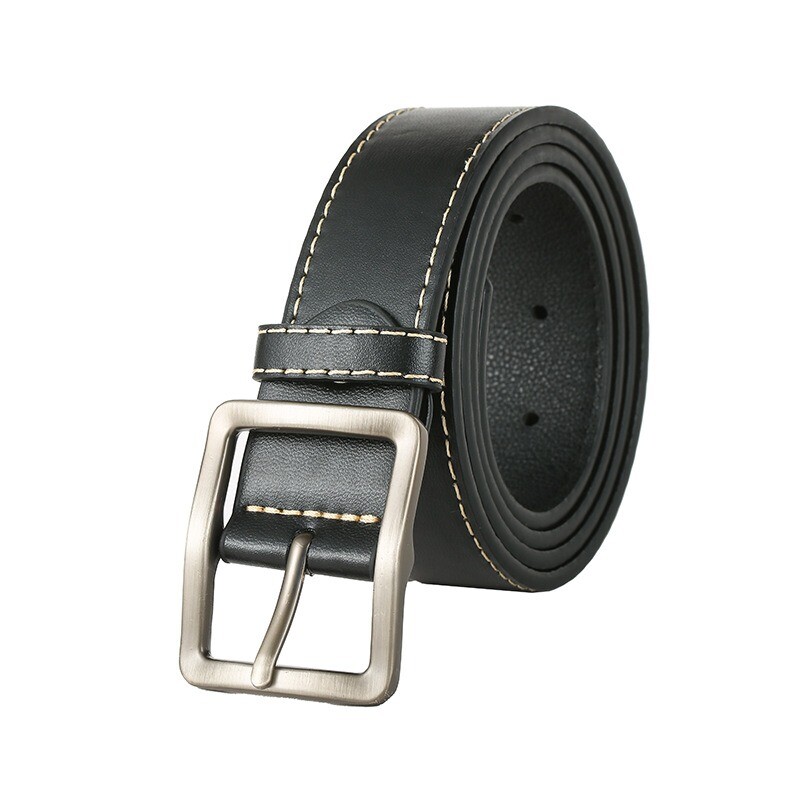Men Belt Black Waist Belt Faux Leather Buckle Adjustable Western Belts  Classic