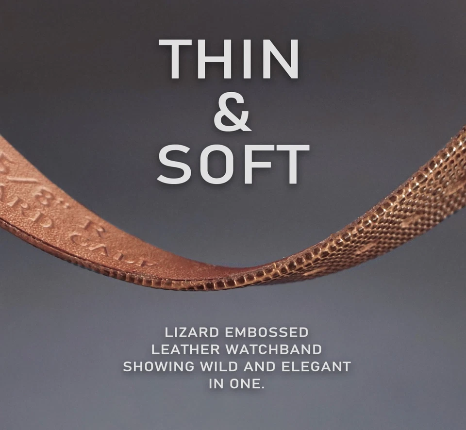 16mm 18mm 20mm Lizard Embossed Calf Genuine Leather Thin and Soft Watch Band - image 2 of 4