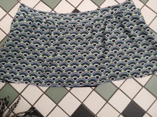 Athleta Swim Skirt L Black Blue Green White GEO Print NWT Large attached panty