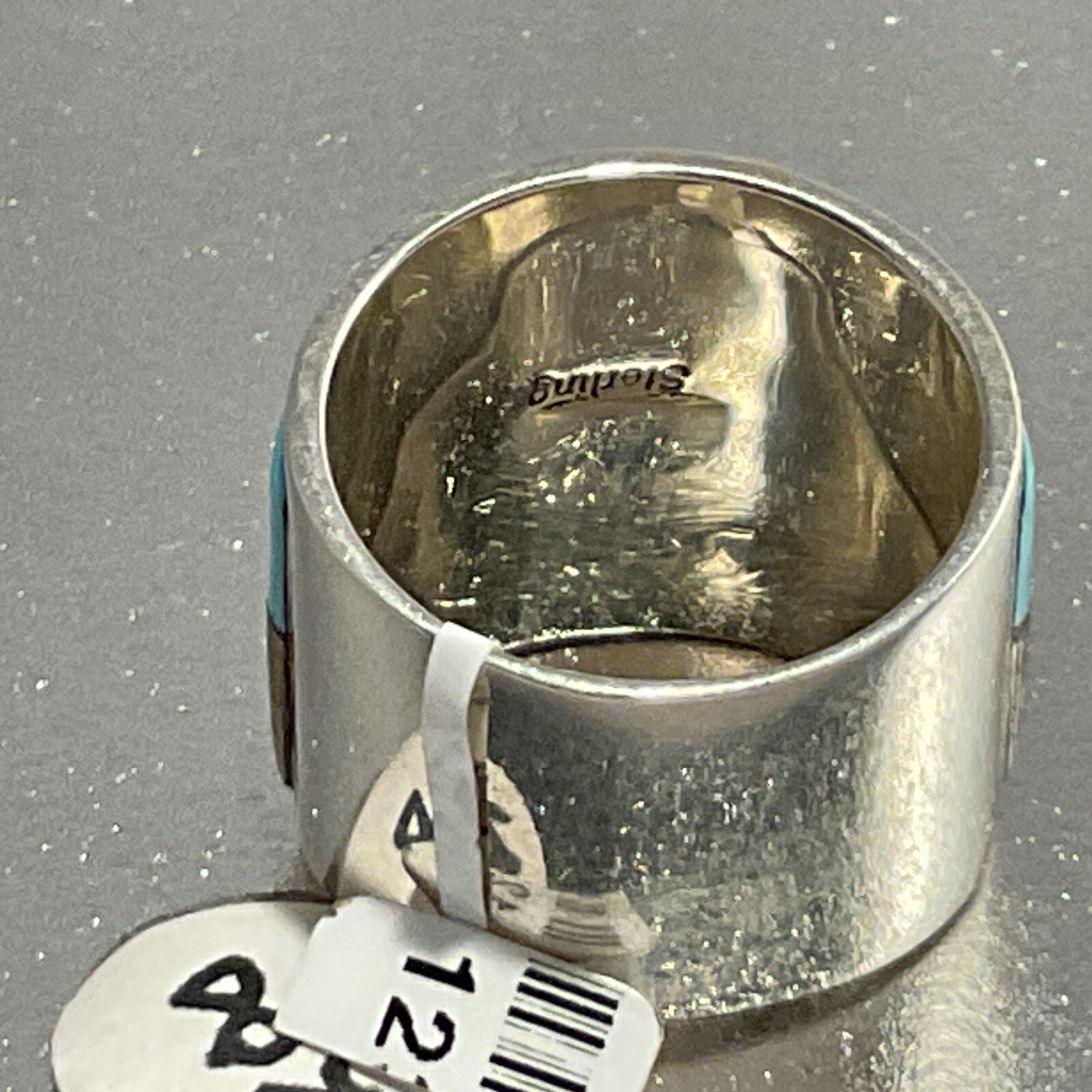"The Three Dwellings" Sterling Turquoise and red fire Opal ring Size 7 NEW image 8