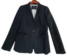 J. CREW Regent Wool Blend Blazer Women's Size 4 Black Jacket B0323